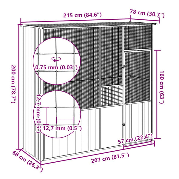 Galvanised Steel Bird Cage With Lockable Door For Birds And Small Animals Bird Cages