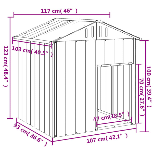 Vidaxl Dog House With Roof Anthracite 117X103x123 Cm Galvanised Steel Dog Cages