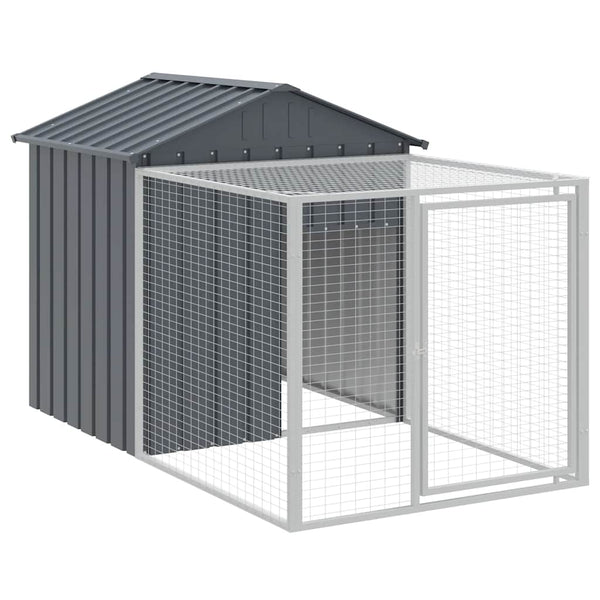 Vidaxl Chicken Cage With Run Anthracite 117X201x123 Cm Galvanised Steel Small Animal Cages & Hutches