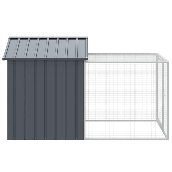Vidaxl Chicken Cage With Run Anthracite 117X201x123 Cm Galvanised Steel Small Animal Cages & Hutches