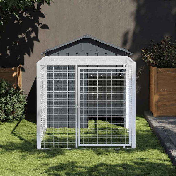 Vidaxl Chicken Cage With Run Anthracite 117X201x123 Cm Galvanised Steel Small Animal Cages & Hutches