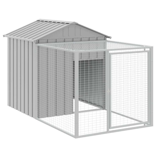 Vidaxl Chicken Cage With Run Light Grey 117X201x123 Cm Galvanised Steel Poultry Cages