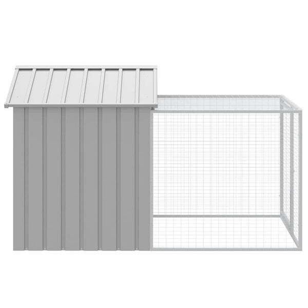 Vidaxl Chicken Cage With Run Light Grey 117X201x123 Cm Galvanised Steel Poultry Cages