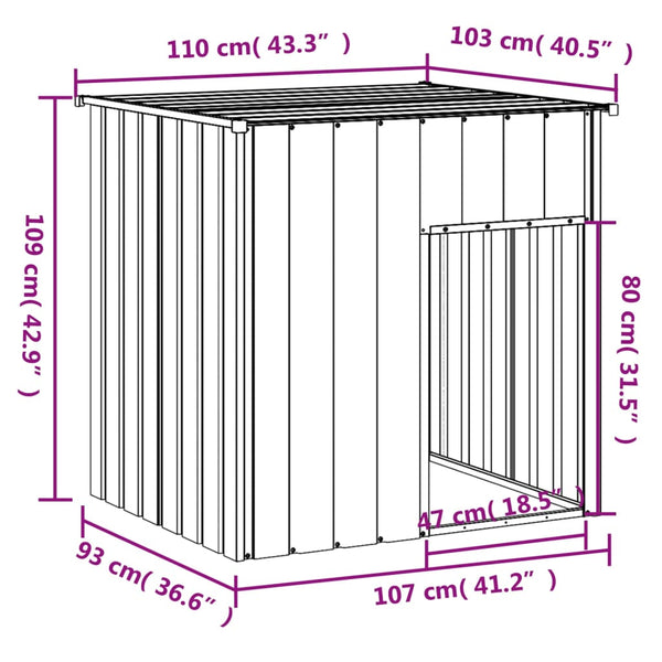 Vidaxl Dog House With Roof Anthracite 110X103x109 Cm Galvanised Steel Dog Cages
