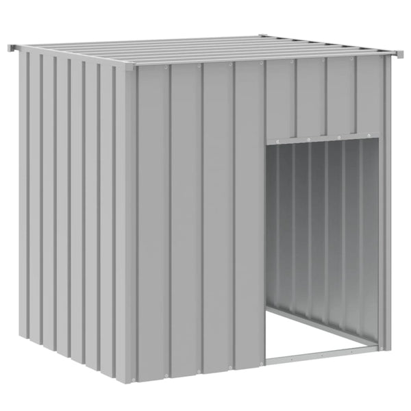 Dog House With Roof Light Grey 110X103x109 Cm Galvanised Steel Dog Cages