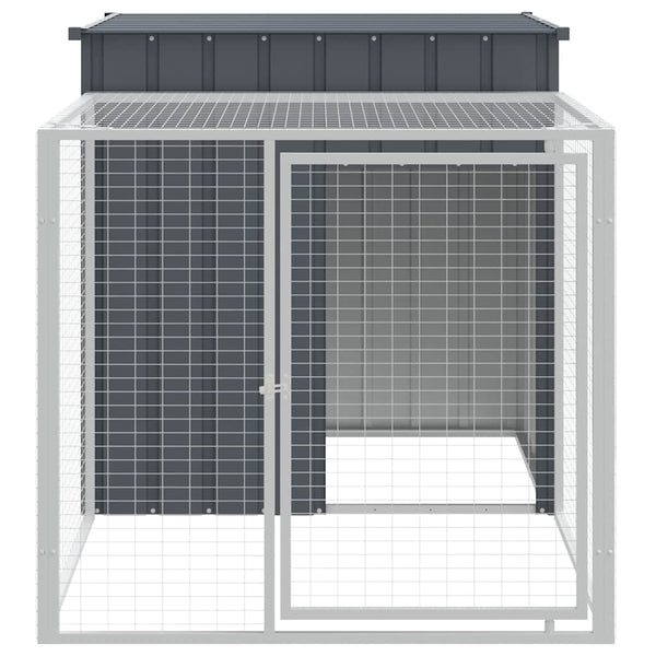 Vidaxl Chicken Cage With Run Anthracite 110X201x110 Cm Galvanised Steel Small Animal Cages & Hutches