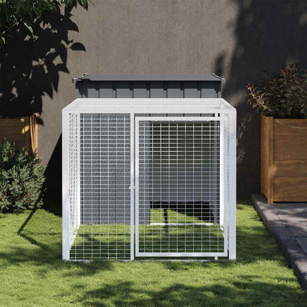 Vidaxl Chicken Cage With Run Anthracite 110X201x110 Cm Galvanised Steel Small Animal Cages & Hutches