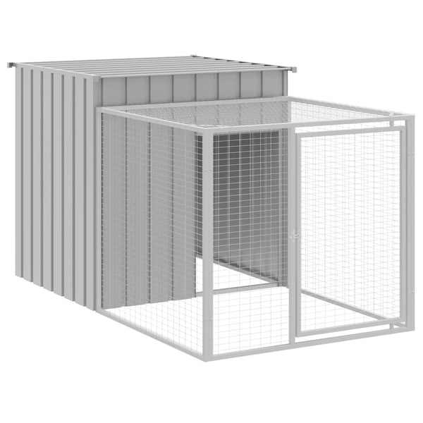 Vidaxl Chicken Cage With Run Light Grey 110X201x110 Cm Galvanised Steel Small Animal Cages & Hutches