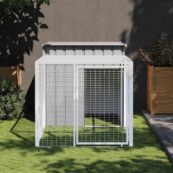 Vidaxl Chicken Cage With Run Light Grey 110X201x110 Cm Galvanised Steel Small Animal Cages & Hutches