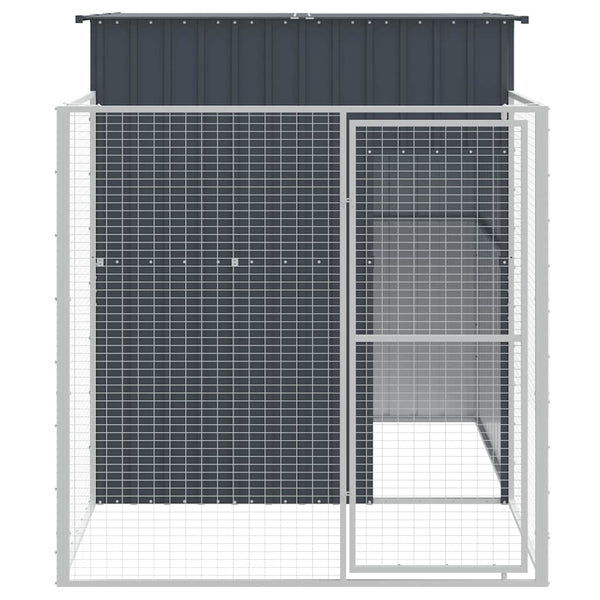 Vidaxl Dog House With Run Anthracite 165X251x181 Cm Galvanised Steel Dog Cages