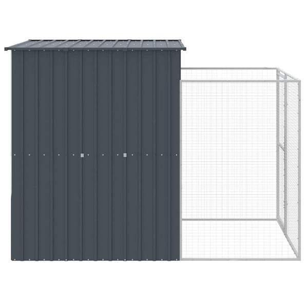 Vidaxl Dog House With Run Anthracite 165X251x181 Cm Galvanised Steel Dog Cages