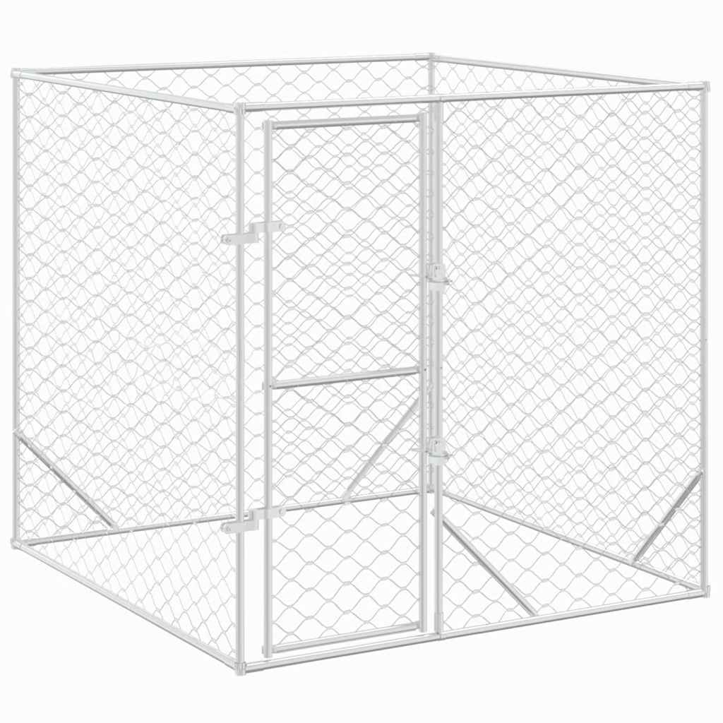 Vidaxl Outdoor Dog Kennel Silver 2X2x2 M Galvanised Steel Dog Kennels