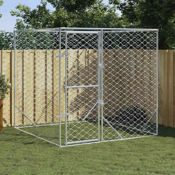 Vidaxl Outdoor Dog Kennel Silver 2X2x2 M Galvanised Steel Dog Kennels