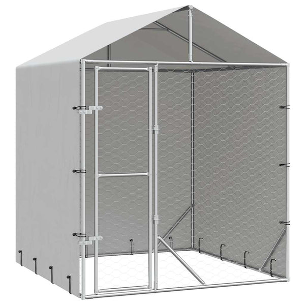Vidaxl Outdoor Dog Kennel With Roof Silver 2X2x2.5 M Galvanised Steel Dog Kennels