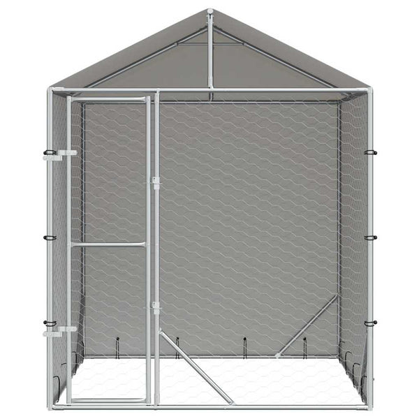 Vidaxl Outdoor Dog Kennel With Roof Silver 2X2x2.5 M Galvanised Steel Dog Kennels