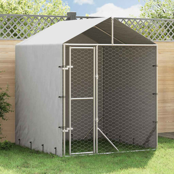 Vidaxl Outdoor Dog Kennel With Roof Silver 2X2x2.5 M Galvanised Steel Dog Kennels