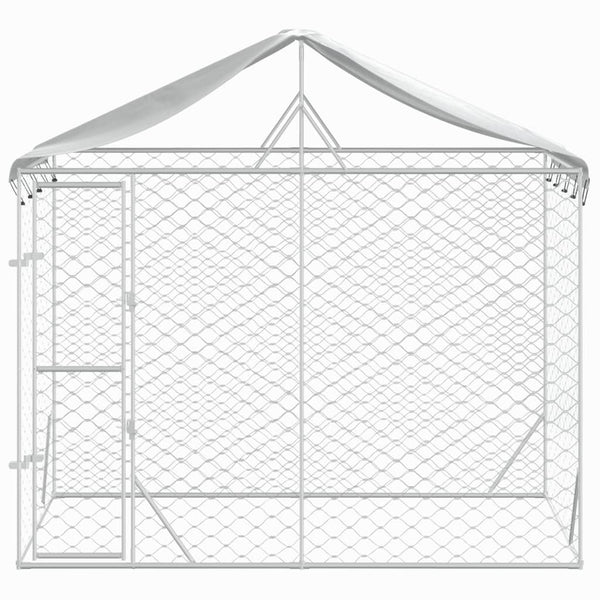 Outdoor Dog Kennel With Roof Silver 3X1.5X2.5 M Galvanised Steel
