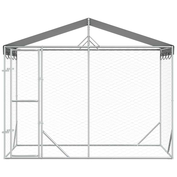 Vidaxl Outdoor Dog Kennel With Roof Silver 3X1.5X2.5 M Galvanised Steel Dog Kennels