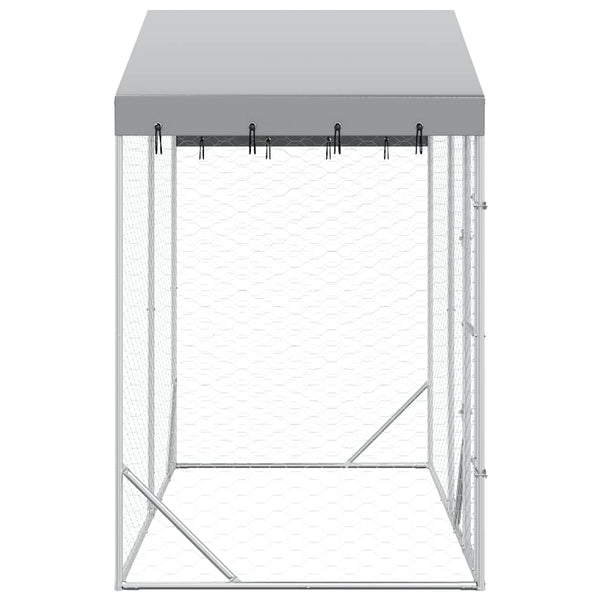 Vidaxl Outdoor Dog Kennel With Roof Silver 3X1.5X2.5 M Galvanised Steel Dog Kennels