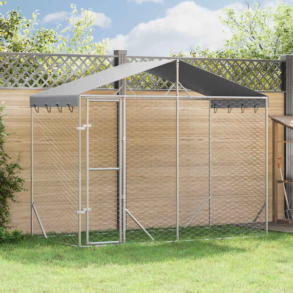 Vidaxl Outdoor Dog Kennel With Roof Silver 3X1.5X2.5 M Galvanised Steel Dog Kennels
