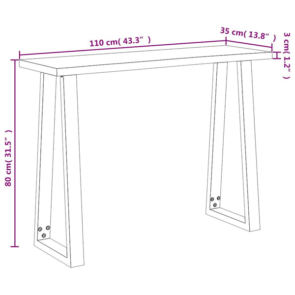 Vidaxl Console Table With Live Edge 110X35x80 Cm Solid Wood Acacia Tables
