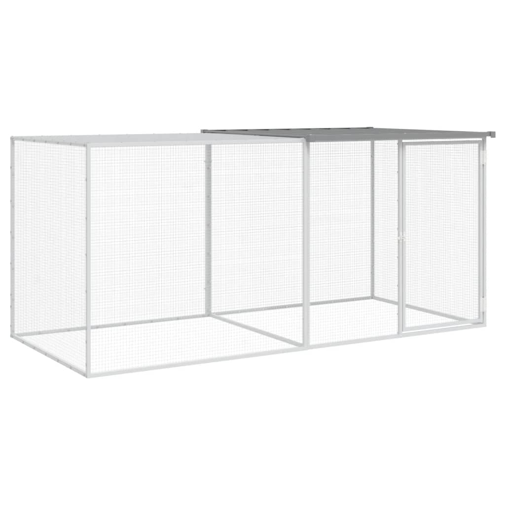 Chicken Cage With Roof Light Grey 203X98x90 Cm Galvanised Steel Small Animal Cages & Hutches