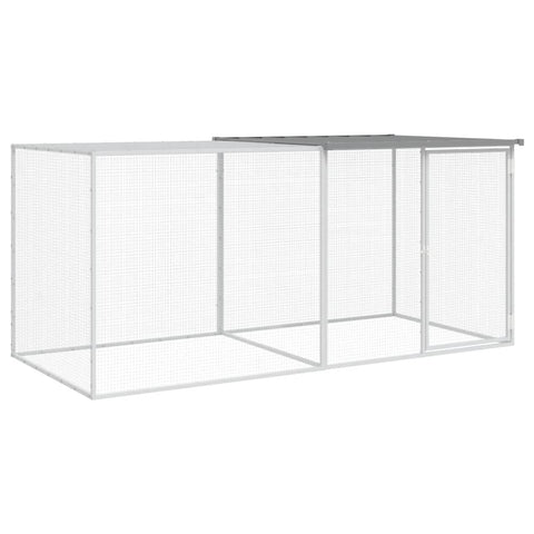 Chicken Cage With Roof Light Grey 203X98x90 Cm Galvanised Steel Small Animal Cages & Hutches