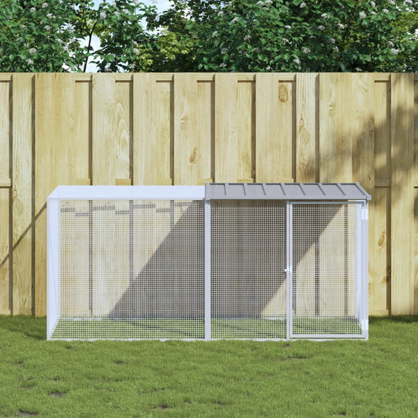 Chicken Cage With Roof Light Grey 203X98x90 Cm Galvanised Steel Small Animal Cages & Hutches