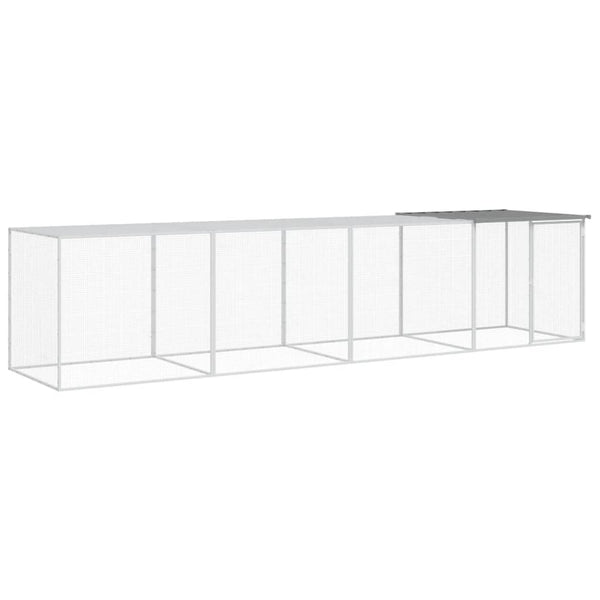 Chicken Cage With Roof Light Grey 403X98x90 Cm Galvanised Steel Small Animal Cages & Hutches