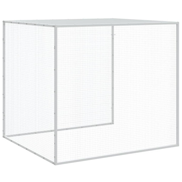 Chicken Cage With Roof Light Grey 403X98x90 Cm Galvanised Steel Small Animal Cages & Hutches