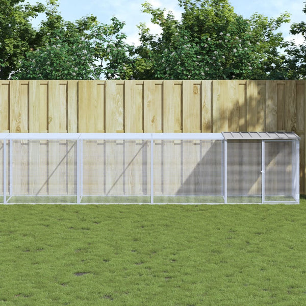 Chicken Cage With Roof Light Grey 1003X98x90 Cm Galvanised Steel Small Animal Cages & Hutches