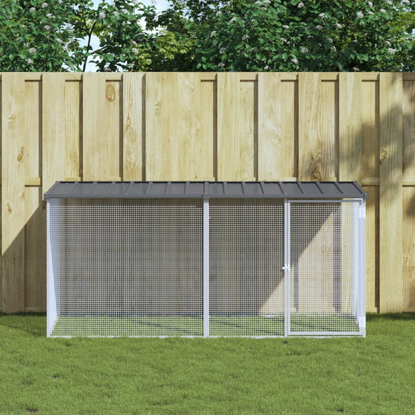 Vidaxl Chicken Cage With Roof Anthracite 203X98x90 Cm Galvanised Steel Small Animal Cages & Hutches