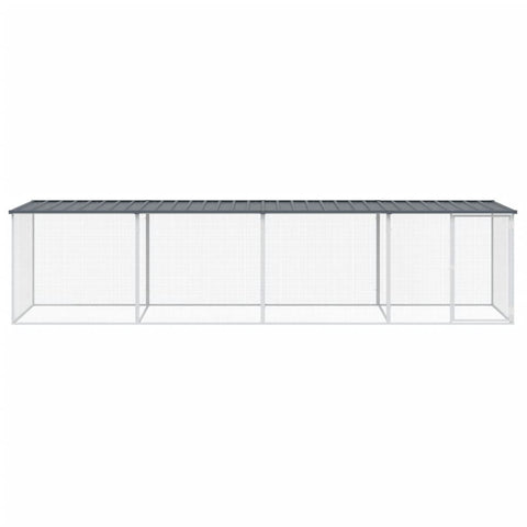 Chicken Cage With Roof Anthracite 403X98x90 Cm Galvanised Steel Small Animal Cages & Hutches