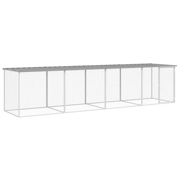 Vidaxl Chicken Cage With Roof Light Grey 403X98x90 Cm Galvanised Steel Small Animal Cages & Hutches