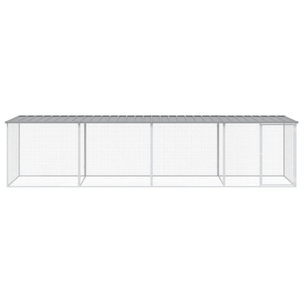 Vidaxl Chicken Cage With Roof Light Grey 403X98x90 Cm Galvanised Steel Small Animal Cages & Hutches