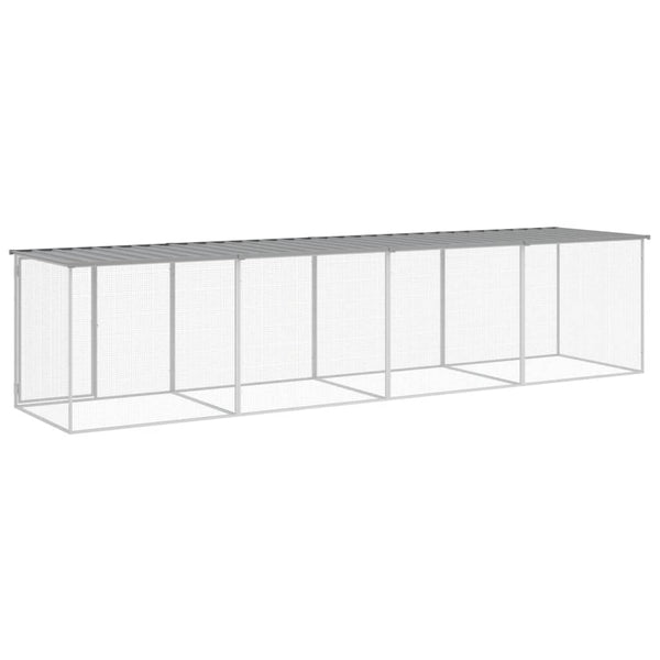 Vidaxl Chicken Cage With Roof Light Grey 403X98x90 Cm Galvanised Steel Small Animal Cages & Hutches
