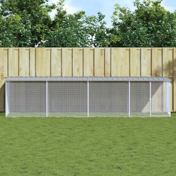 Vidaxl Chicken Cage With Roof Light Grey 403X98x90 Cm Galvanised Steel Small Animal Cages & Hutches