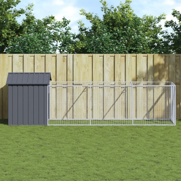 Vidaxl Dog House With Roof Anthracite 117X405x123 Cm Galvanised Steel Dog Kennels