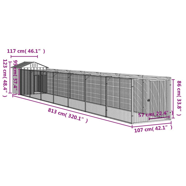 Vidaxl Dog House With Roof Anthracite 117X813x123 Cm Galvanised Steel Dog Kennels