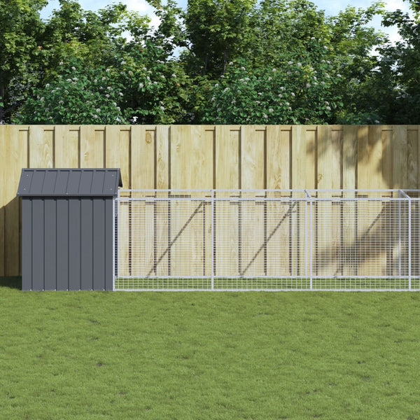 Vidaxl Dog House With Roof Anthracite 117X813x123 Cm Galvanised Steel Dog Kennels