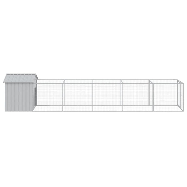 Dog House With Roof Light Grey 117X609x123 Cm Galvanised Steel Dog Kennels