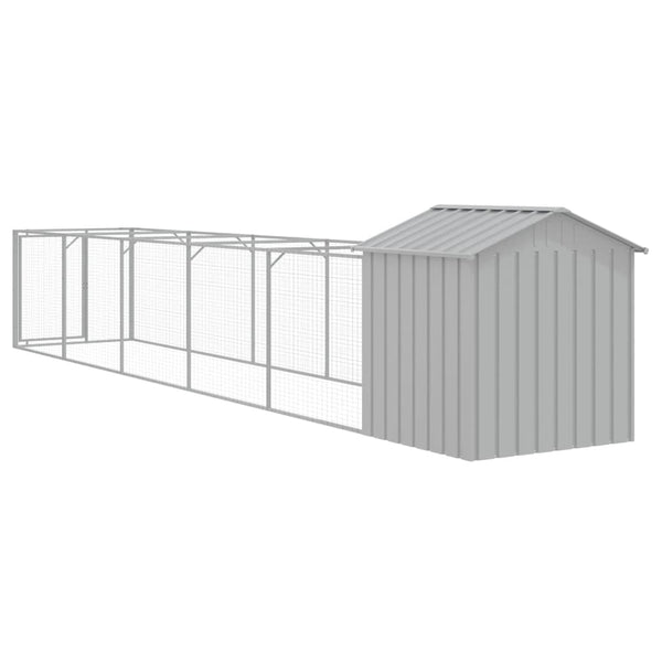 Dog House With Roof Light Grey 117X609x123 Cm Galvanised Steel Dog Kennels