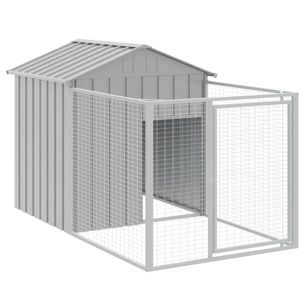 Dog House With Roof Light Grey 117X609x123 Cm Galvanised Steel Dog Kennels