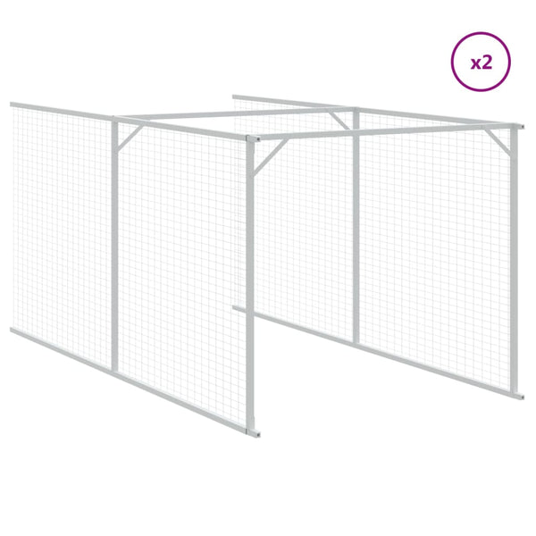 Dog House With Roof Light Grey 117X609x123 Cm Galvanised Steel Dog Kennels