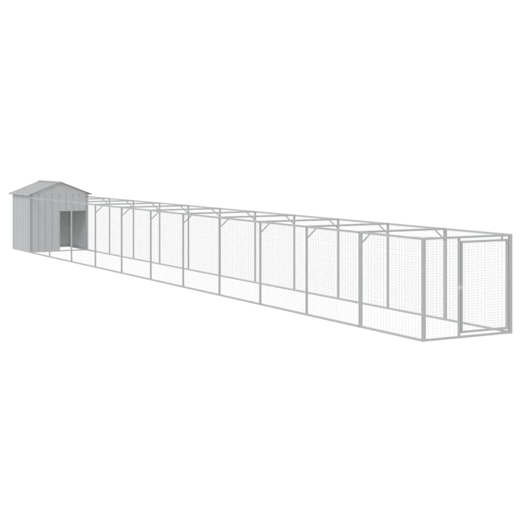 Dog House With Roof Light Grey 117X1221x123 Cm Galvanised Steel Dog Kennels
