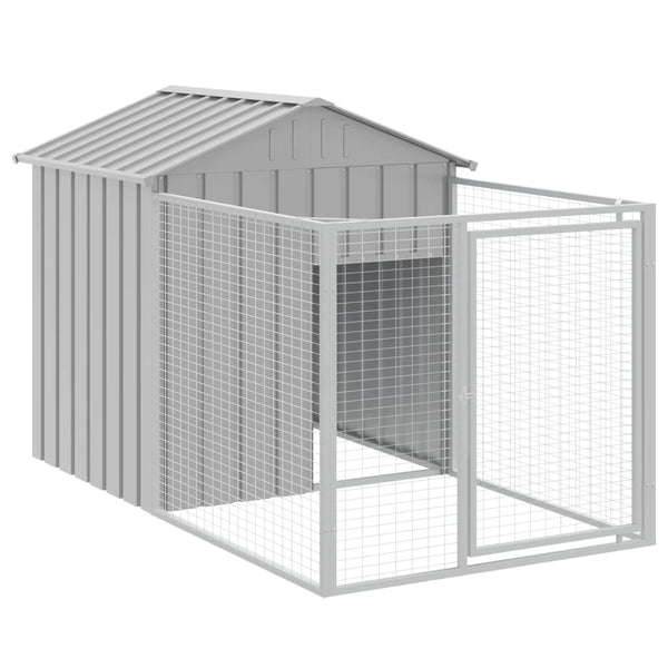Dog House With Roof Light Grey 117X1221x123 Cm Galvanised Steel Dog Kennels
