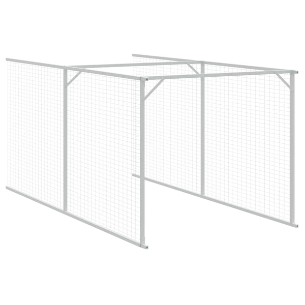 Dog House With Roof Light Grey 117X1221x123 Cm Galvanised Steel Dog Kennels