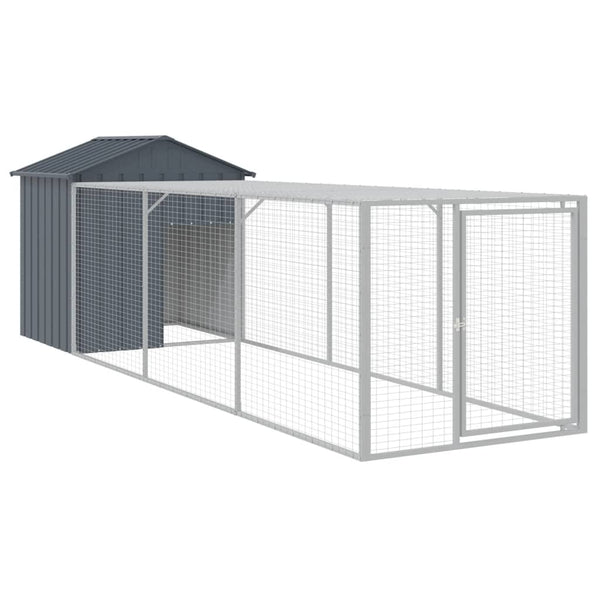 Chicken Cage With Run Anthracite 117X405x123 Cm Galvanised Steel Small Animal Cages & Hutches