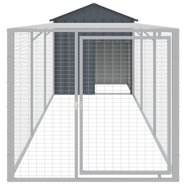 Chicken Cage With Run Anthracite 117X405x123 Cm Galvanised Steel Small Animal Cages & Hutches