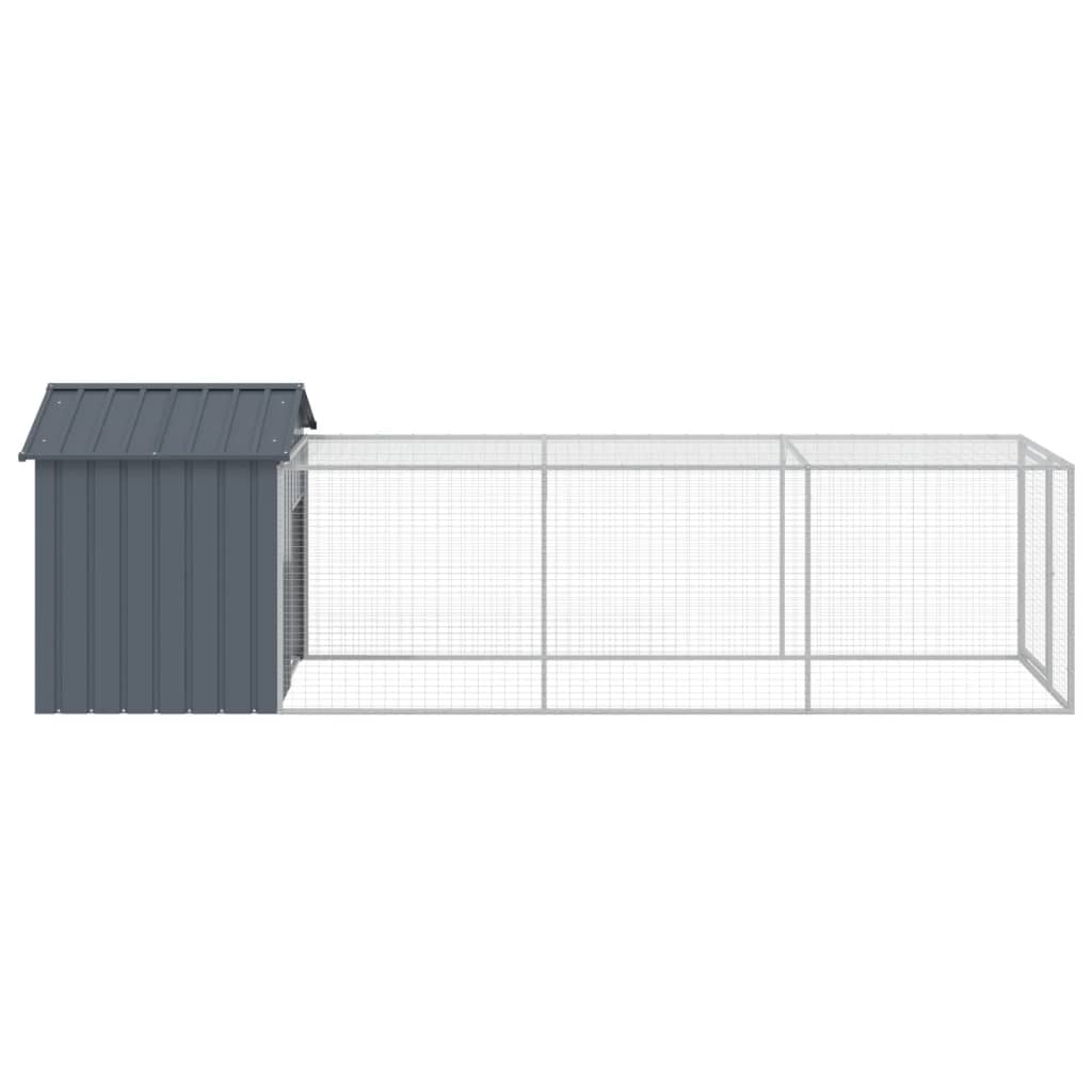 Chicken Cage With Run Anthracite 117X405x123 Cm Galvanised Steel Small Animal Cages & Hutches